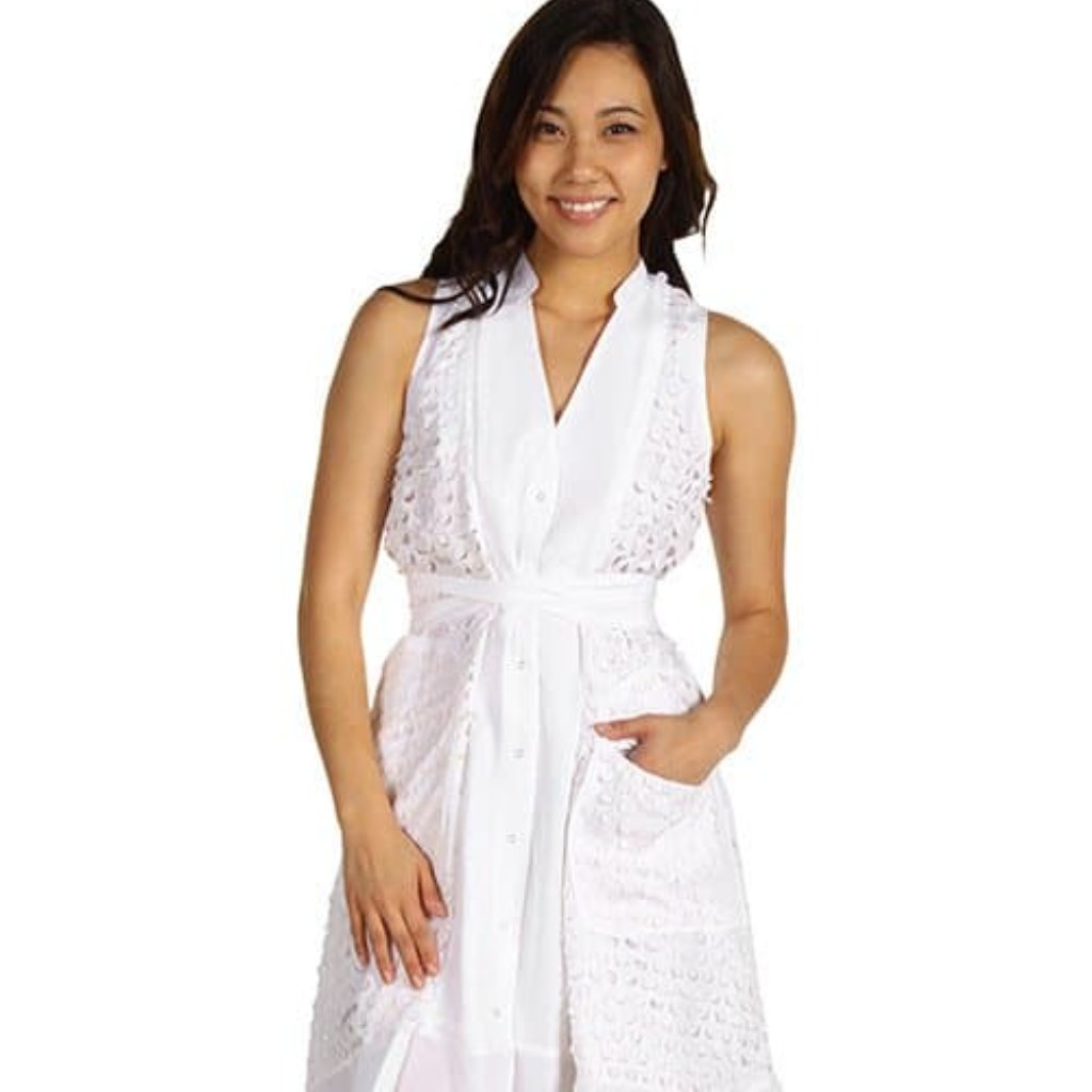 Edun Laser Cut Belted Shirt Dress